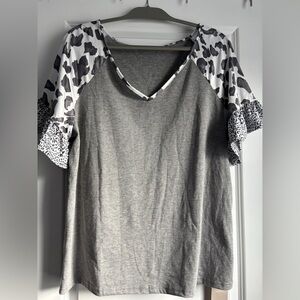 Shein Emery Rose Leopard V-Neck Top